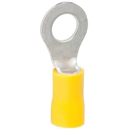 Gardner Bender Ring Terminal, 1/4 in Stud Size, 10 AWG, 600 V, Vinyl Insulated, Yellow, 50 PK 10-107