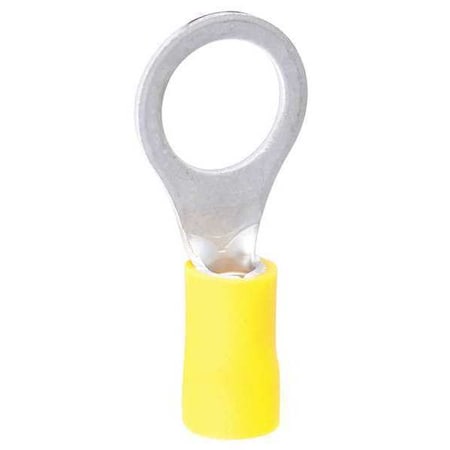 Gardner Bender Ring Terminal, 1/4 to 3/8 in Stud Size, 10 AWG, 600 V, Vinyl Insulated, Yellow, 50 PK 10-108