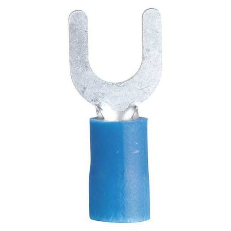 Gardner Bender Fork Terminal, #8 to #10 Stud Size, 14 AWG, 600 V, Vinyl Insulated, Blue, 100 PK 10-114N