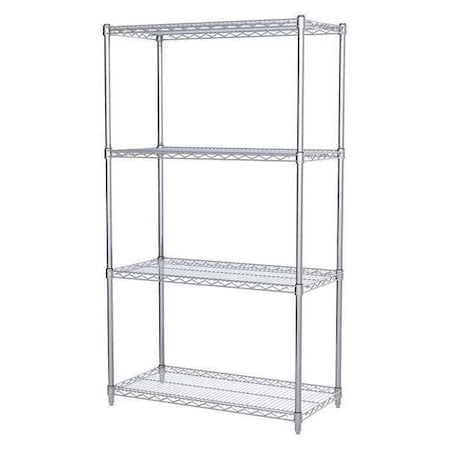 Akro-Mils Wire Shelving Unit, 18"D x 36"W x 63"H, 4 Shelves, Chrome, Width: 36" AWS631836SU