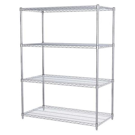 Akro-Mils Wire Shelving Unit, 24"D x 48"W x 63"H, 4 Shelves, Chrome AWS632448SU