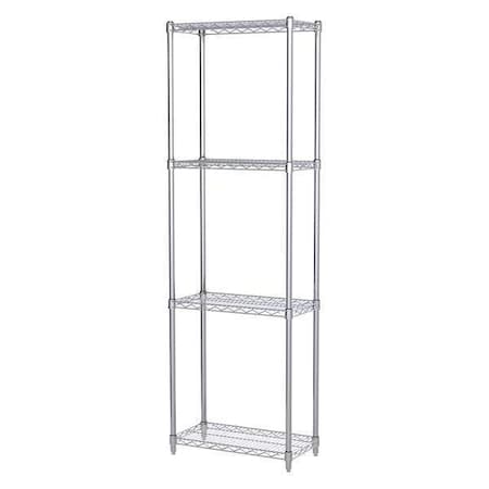Akro-Mils Wire Shelving Unit, 12"D x 24"W x 74"H, 4 Shelves, Chrome AWS741224SU