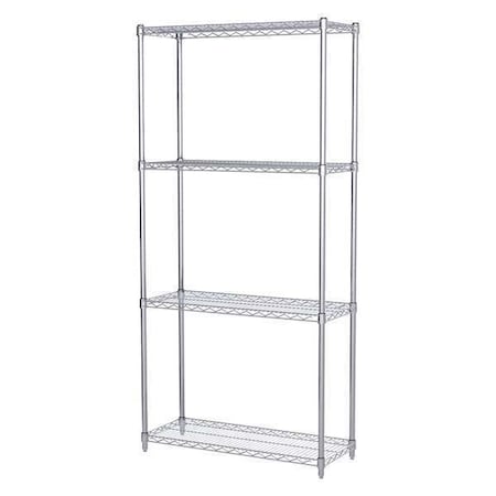Akro-Mils Wire Shelving Unit, 14"D x 36"W x 74"H, 4 Shelves, Chrome AWS741436SU