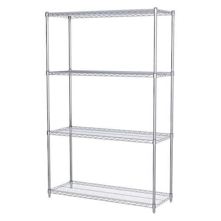 Akro-Mils Wire Shelving Unit, 18"D x 48"W x 74"H, 4 Shelves, Chrome, Shelf Capacity: 800 lb. AWS741848SU