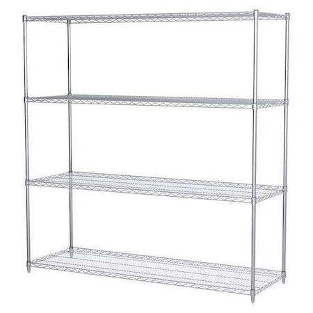 Akro-Mils Wire Shelving Unit, 24"D x 72"W x 74"H, 4 Shelves, Chrome AWS742472SU