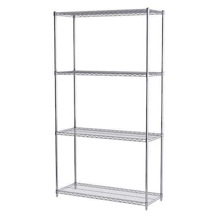 Akro-Mils Wire Shelving Unit, 18"D x 48"W x 86"H, 4 Shelves, Chrome, Depth: 18" AWS861848SU