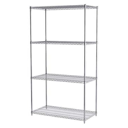 Akro-Mils Wire Shelving Unit, 24"D x 48"W x 86"H, 4 Shelves, Chrome, Shelf Capacity: 800 lb. AWS862448SU