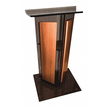 Amplivox Sound Systems Smoked Acrylic V Lectern, w/Walnut Panels SN354527