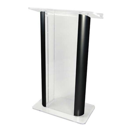 Amplivox Sound Systems Clear Acrylic Alum Lectern, 2 Post, Black SN308001