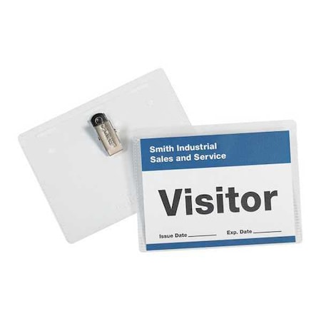 Partners Brand Badge Holders, Clip-On, 4" x 3", Clear, PK50 BH110