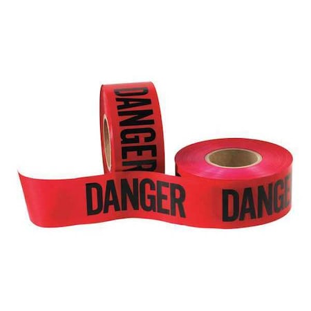 Partners Brand Barricade Tape, "Danger", 3.0 Mil, 3" x 1000', Red/Black, PK4 T968DDD