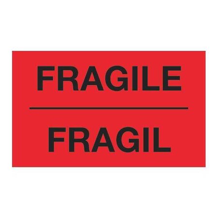 Tape Logic Tape Logic Bilingual Labels, "Fragil", 3" x 5", Fluorescent Red, 500/Roll DL1091