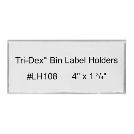 Tri-Dex Tri-Dex Bin Label Holders, 4" x 1 3/4", Clear, PK25 LH108
