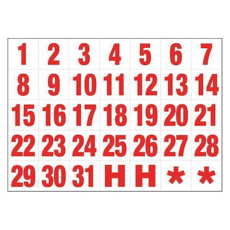 Magna Visual 1-31 White/Red Calendar Dates FH-33