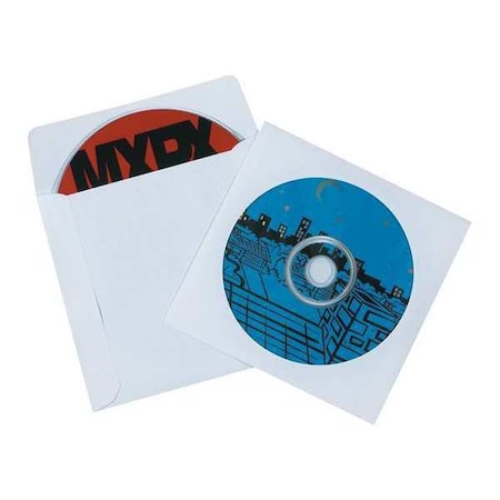 Partners Brand CD Sleeves, Paper Windowed, 4 7/8" x 5", Clear/White, PK500 MM1170
