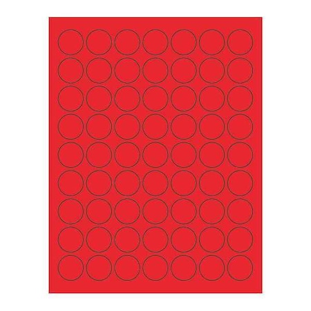 Tape Logic Circle Laser Labels, 1", Fluorescent Red, PK6300 LL191RD