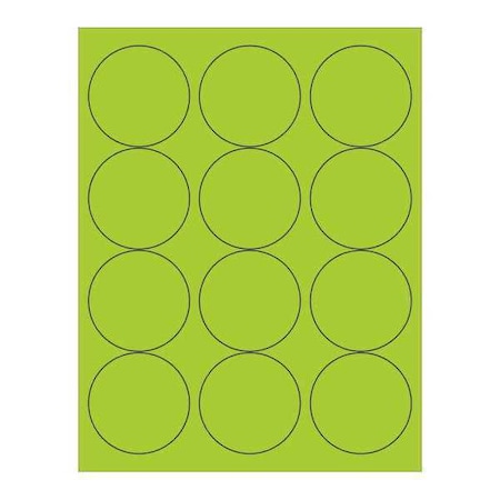 Tape Logic Tape Logic Circle Laser Labels, 2 1/2", Fluorescent Green, PK1200 LL194GN