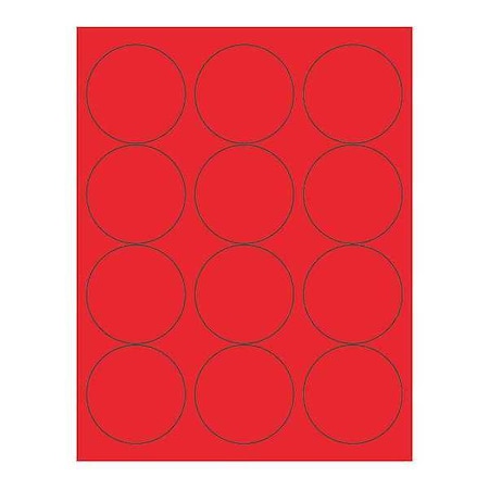 Tape Logic Tape Logic Circle Laser Labels, 2 1/2", Fluorescent Red, PK1200 LL194RD