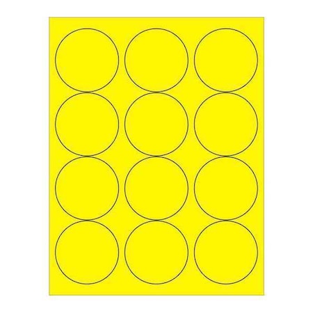 Tape Logic Tape Logic Circle Laser Labels, 2 1/2", Fluorescent Yellow, PK1200 LL194YE