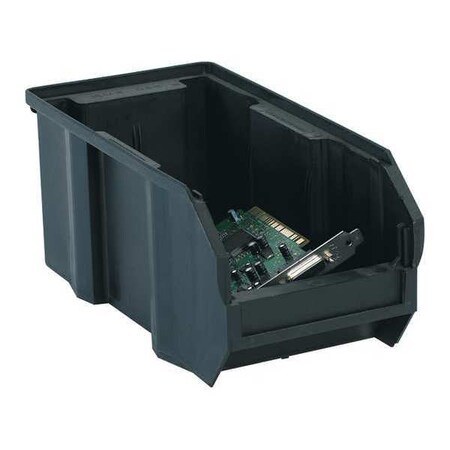 Partners Brand Hang & Stack Storage Bin, Black, 5 in H, 5-1/2 in W, 10-7/8 in L, 12 PK BINC111