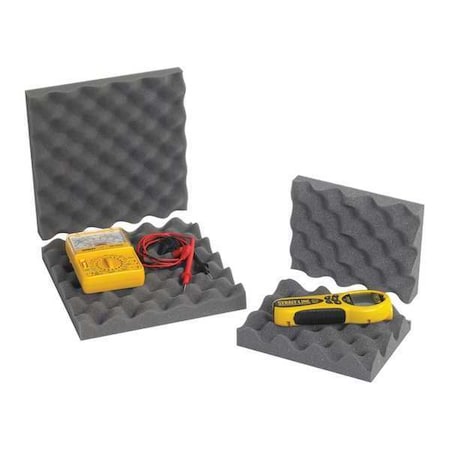 Partners Brand Convoluted Foam Sets, 6x6x2", PK64, Polyurethane Foam, Charcoal, 64 PK FCSC662