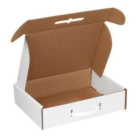Partners Brand 12 1/8 in x 9 1/4 in x 3 in Corrugated Carrying Cases, White, Corrugate, Single Wall, 32 ECT, 10 PK MCC1