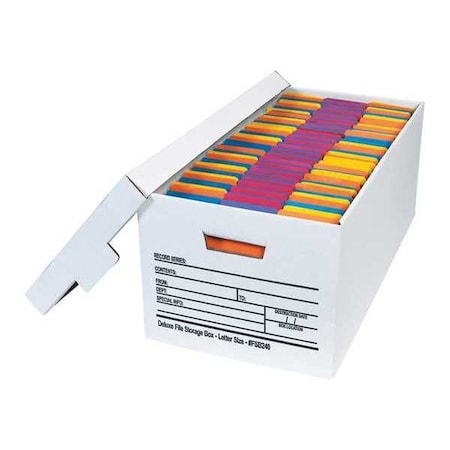 Partners Brand Deluxe File Box, 24x12x10", PK12, 200#/ECT-32 Single Wall Corrugated, 12" W, 10" H, White FSB240
