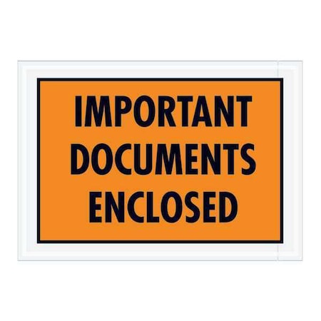 Tape Logic Tape Logic "Important Documents Enclosed" Envelopes, 5 1/4" x 7 1/2", Orange, PK1000 PL421