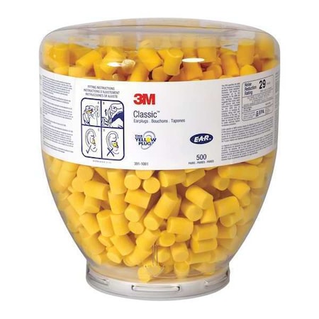 3M E-A-R Ear Plug Dispenser Refill, Foam, 29 dB NRR, 500 Pairs Per Pkg OCS1139