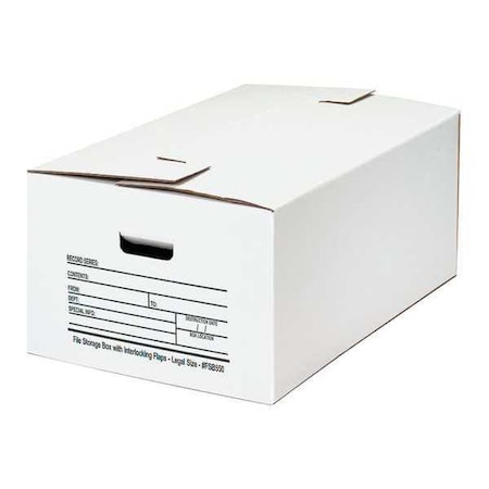 Partners Brand File Box, Interlocking Flap, 24x15x10, PK12, 200#/ECT-32 Single Wall Corrugated, 15" W, 10" H, White FSB550
