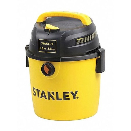Stanley Wet/Dry Vacuum, 2.5 gal., 3 HP, Hose Dia. 1-1/4", Foam Filter, 80 cfm SL18134P