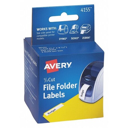 Avery Dennison 1/3" White Cut File Folder Labels 4155