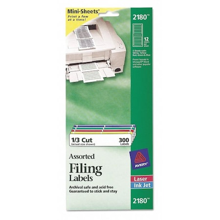Avery Dennison File Folder Labels, Assorted, PK300 2180
