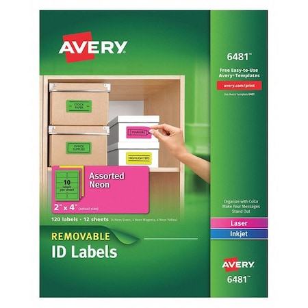 Avery Dennison Assorted Label, 10Up, PK120 6481