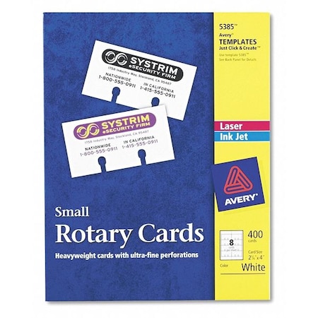Avery Dennison Rotary Cards, Laser/Inkjet, 2-1/6x4, PK50 5385