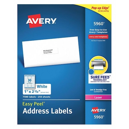 Avery Dennison Easy Peel Address Labels 1" x 2-5/8", 250 Sheets, 7500/Box 5960