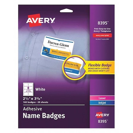 Avery 8395 $22.80 Self-Adhesive, Name Label, White, PK160 ...