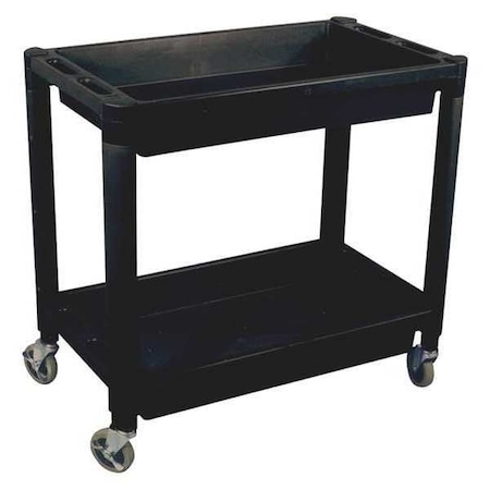 Astro Pneumatic Plastic Service Cart, Polypropylene, 300 lb Load Capacity, 2 Shelves, 30" L, 16" W, 31" H 8330