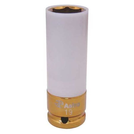 Astro Pneumatic 1/2" Drive, 19mm Metric Socket, 12 Points, 19mm, 1/2" D, 12Pt Deep Gold 7870-19