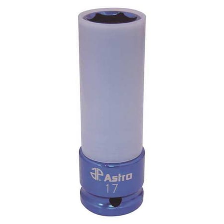 Astro Pneumatic 1/2" Drive, 17mm Metric Socket, 12 Points, 17mm, 1/2" D, 12Pt Deep Blue 7870-17