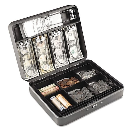 Steelmaster Cash Box, Combo Lock, 12", Charcoal 2216190G2
