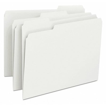 Smead Pressboard Folder, 1/3-Cut Tab, White, PK100, Tab Cut: 1/3 12843