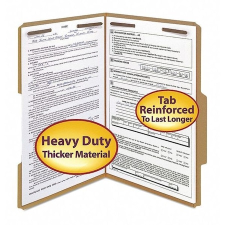 Smead File Fastener Folder, Brown, PK50, Tab Cut: 2/5 19882