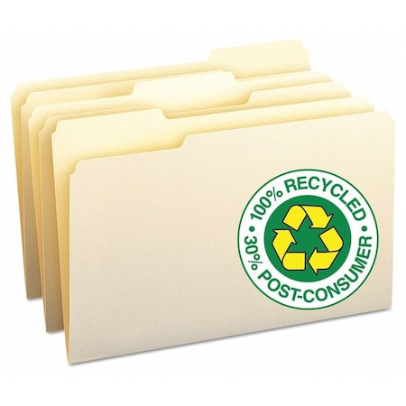 Smead Recycled Folder, 1/3 Tab, Legal, Manila, PK100 15339