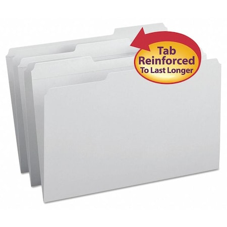 Smead Reinforced Tab File Folders, 1/3 Tab, Legal, Gray, PK100 17334