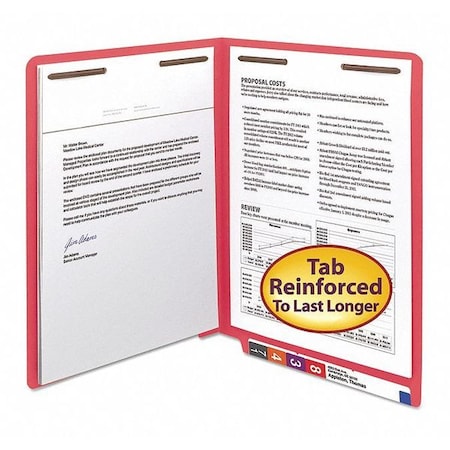 Smead File Fastener Folder, Red, PK50 25740