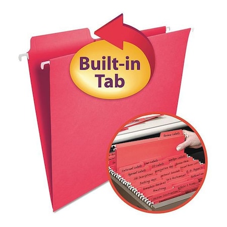 Smead Hanging File Folder, FasTab, Red, PK20 64096