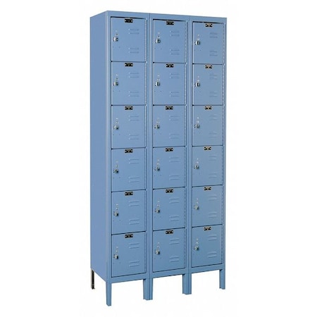 Hallowell Premium Locker, 36"X12"X78", 6 Tier, Blue U3228-6MB
