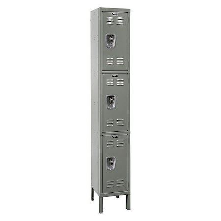 Hallowell ReadyBuilt Locker, 12X12X78", 3 Tier, Gray URB1228-3A-HG