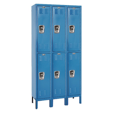 HALLOWELL ReadyBuilt Locker, 36"X18"X78", 2 Tier, Blu URB3288-2A-MB